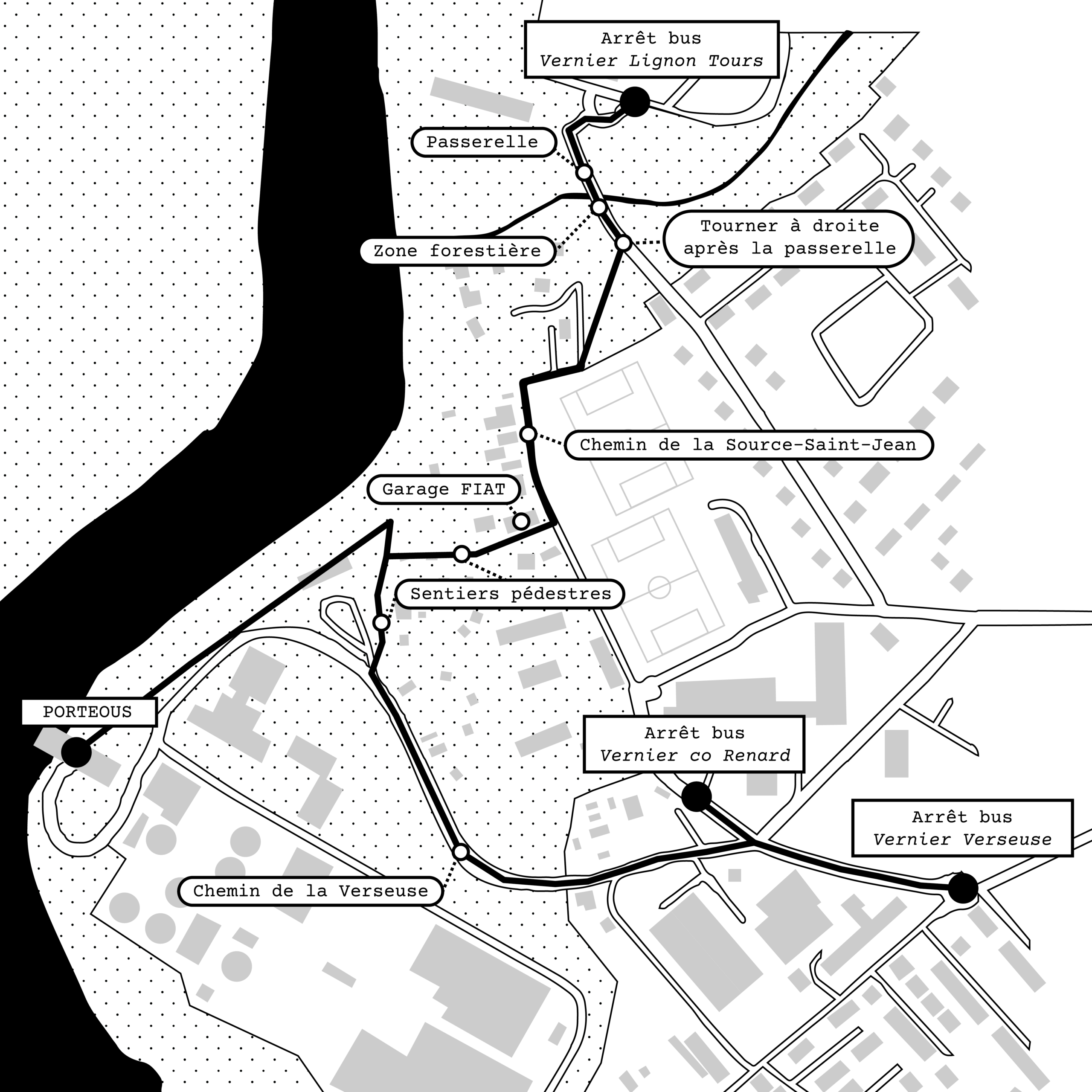 Plan d'accès de Porteous
